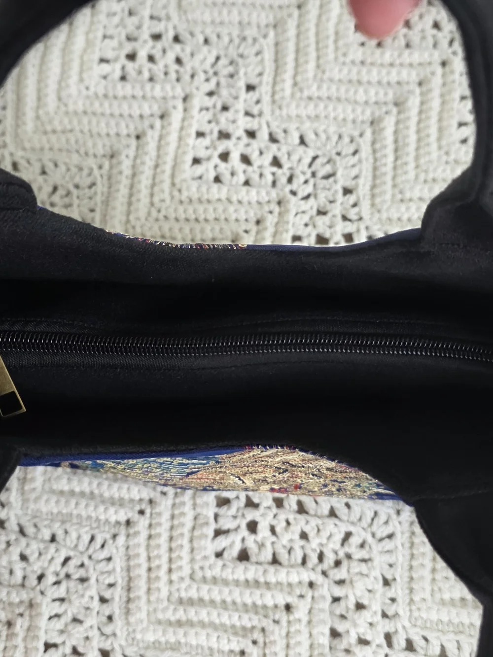 NWT Navy Blue Peacock Embroidered Sequin Beaded Top Handle Crossbody Bag